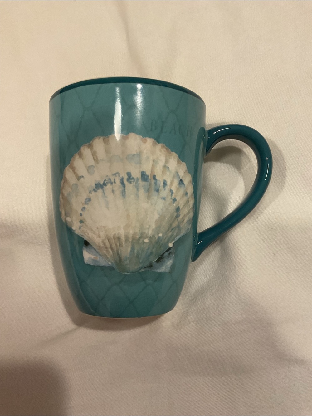Certified International Teal Seashell Ceramic Mug